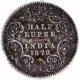 Silver Half Rupee Coin of Victoria Empress of Calcutta Mint of 1878.