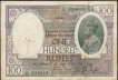 One Hundred Rupees Banknote of King George V Signed by J B Taylor of 1928 of Rangoon Circle.