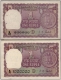 One Rupee Fancy No 999999 and 1000000 Banknotes Signed by I G Patel.