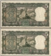 Five Rupees Gandhi Centenary Diamond Series Fancy No 999999 and 1000000 Banknote Signed by L K Jha.