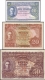 Set of Three Banknotes of King George VI of Malaya 1941 .