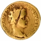 Gold Denarius Coin of Tiberius of Roman Empire.