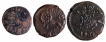 Copper Set of Three Coins of Krishnaraja Wadiyar III of Mysore.