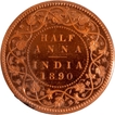 Proof Copper Half Anna Coin of Victoria Empress of Bombay Mint of 1890.