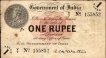 One Rupee Banknote of King George V Signed by A C McWatters of 1917 of Universalised Circle.