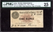 One Rupee Banknote of King George V Signed by H Denning of 1917 of Universalised Circle.