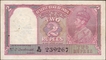 Two Rupees Banknote of King George VI Signed by C D Deshmukh of 1943.