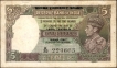 Five Rupees Banknote of King George VI Signed by C D Deshmukh of 1947 of Burma Issue.