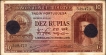 Cancelled Dez Rupias Banknote of Banco Nacional Ultramarino of Indo Portuguese of 1945.