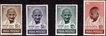 1948 Mahatma Gandhi 4 Value Stamps, White GUM, MLH