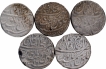  A Lot of five Silver Rupee Coins of Muhammad Shah of Shahjahanabad Dar ul Khilafa Mint in Very fine to Extremely fine condition. 