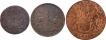  Set of Three Copper Coins 5, 10 & 20 Cash of Madras Presidency 5, 10 & 20 Cash, 1808 of SOHO Mint. 