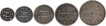  Set of Five Denomanation Silver Coins of Arkat Mint of Madras presidency Struck at Calcutta In the name of Alamgir II.  