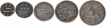  Set of Five Denomanation Silver Coins of Arkat Mint of Madras presidency Struck at Calcutta In the name of Alamgir II.  