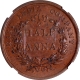  Extremely Rare MS 64 BN NGC Graded Copper Half Anna Coin of East India Company of Calcutta Mint of 1845. 