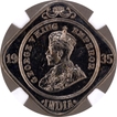  Extremely Rare 2nd Higest Known NGC PF 63 Proof Cupro Nickel Two Annas Coin of King George V of Calcutta Mint of 1935. 