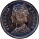  Very Rare higest graded deep blue iridescent toning Silver Quarter Rupee Coin of Victoria Empress of Calcutta Mint of 1879. 