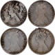 A lot of 4 Silver Half Rupee Coins of Victoria Empress of Bombay Mint of 1888, 1892, 1894 & 1897 Years.