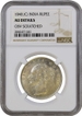  Unlisted NGC Slabbed AU Continuous Legend Silver One Rupee Coin of Victoria Queen of Calcutta Mint of 1840. 