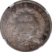  Unlisted NGC Slabbed AU Continuous Legend Silver One Rupee Coin of Victoria Queen of Calcutta Mint of 1840. 