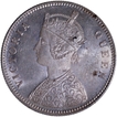 Ghost impression long 5 Silver One Rupee Coin of Victoria Queen of Calcutta Mint of 1875.