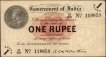  Extremely Rare High gradeed One Rupee Banknote of King George V Signed by A C McWatters of 1917 of Universalised Circle In un Circulated Condition. 