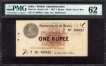  Extremely Rare PMG Graded 62 One Rupee Banknote of King George V Signed by A C McWatters of 1917 of Universalised Circle. 