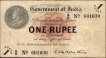  Very Rare One Rupee Banknote of King George V Signed by A C McWatters of 1917 of Universalised Circle in Correct Gujarati. 