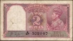  Two Rupees Banknote of King George VI Signed by J B Taylor of 1943. 