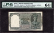  Extremely Rare PMG 64 EPQ  RED Serial Five Rupees Bank Note of King George VI Signed by C D Deshmukh of 1947. 