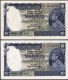  Rare UNC grade Consecutive Pair of Ten Rupees Bank Notes of King George VI Signed by J B Taylor of 1938. 