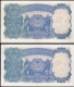  Rare UNC grade Consecutive Pair of Ten Rupees Bank Notes of King George VI Signed by J B Taylor of 1938. 