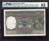 Extremely Rare incredible specimen PMG 63 Graded by One Hundred Rupees Banknote of King George VI Signed by C D Deshmukh of 1938 of Bombay Circle.