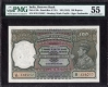 Very Rare PMG graded 55 One Hundred Rupees Banknote of King George VI Signed by C D Deshmukh of 1938 of Bombay Circle.