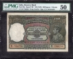  Very Rare graded 50 by PMG  One Hundred Rupees Banknote 786 of King George VI Signed by C D Deshmukh of 1938 of Calcutta Circle. 