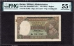  Rare PMG Graded 55 UNC NET  Five Rupees Banknote of King George VI Signed by J B Taylor of 1945 of Burma Issue. 