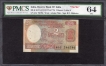  Very Rare PMCS 64 Graded Double 786 Fancy Number Two Rupees Banknote Signed by R N Malhotra.  