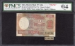  Very Rare PMCS 64 Graded Double 786 Fancy Number Two Rupees Banknote Signed by R N Malhotra.  