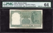 Extremely Rare PMG 64 Graded Five Rupees Fancy No 555555 Banknote Signed by B Rama Rau.