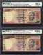 Exceedingly Rare PMCS 65 Graded Consecutive Pair of  One Thousand Rupees Fancy No 999999 and 1000000 Banknotes Signed by Y V Reddy.