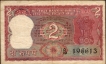 Rare Partially Error Two Rupees Banknote Signed by I G Patel of Republic India