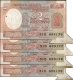  Extremely Rare 4 Error Notes of Two Rupees Signed by R N Malhotra of Republic India. 