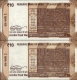  UNC Crisp paper 2 Error Notes Ten Rupees with MISMATCHED SERIAL NUMBER Signed by Urjit R Patel of Republic India of 2018. 