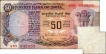  Rare Butterfly & Extra Paper Error Fifty Rupees Banknote Signed by R N Malhotra of Republic India. 