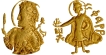 Exceedingly Rare Gold Dinar Coin of Huvishka of Kushan Dynasty of Pharro type.