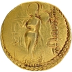 Gold Dinar Coin of Samudragupta of Guptas of Ashvamedha type.