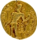 Chandragupta II Extremely Rare Gold Dinar Coin of Gupta Dynasty of Archer type with Goddess on throne.