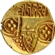 Punch Marked Gold Pagoda Coin of King Jagadeva of Paramaras of Vidarbha with punches of temple and Nagari legend.