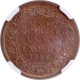 NGC MS 63 BN Graded Copper One Quarter Anna Coin of Victoria Empress of Calcutta Mint of 1896.