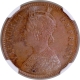 NGC MS 63 BN Graded Copper One Quarter Anna Coin of Victoria Empress of Calcutta Mint of 1896.